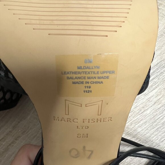 NEW Marc Fisher Dallyn Square Toe Ankle Strap Strappy Sandals Black Mesh Heel 8 - Picture 8 of 8